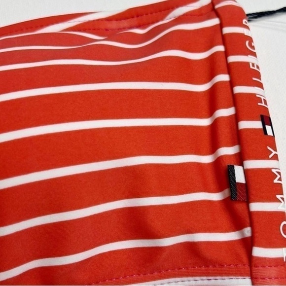 TOMMY HILFIGER Striped Bandeau Bikini Bra Top in Sail Away Striped Dahlia Soft L - Picture 3 of 10